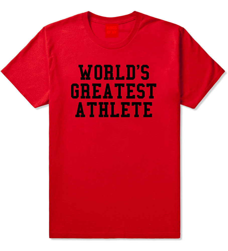Worlds Greatest Athlete Funny Sports Mens T-Shirt Red