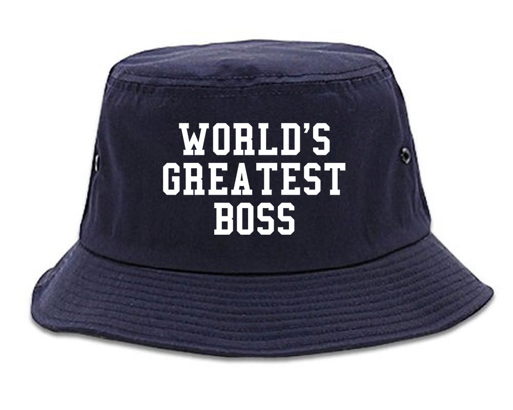 Worlds Greatest Boss Funny Christmas Mens Bucket Hat Navy Blue