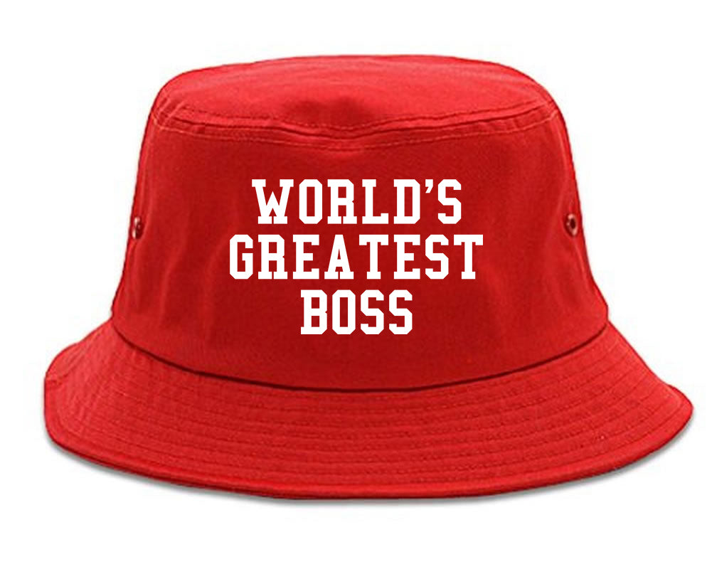 Worlds Greatest Boss Funny Christmas Mens Bucket Hat Red