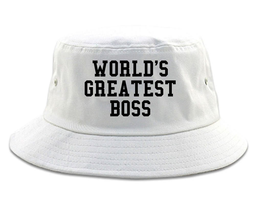 Worlds Greatest Boss Funny Christmas Mens Bucket Hat White