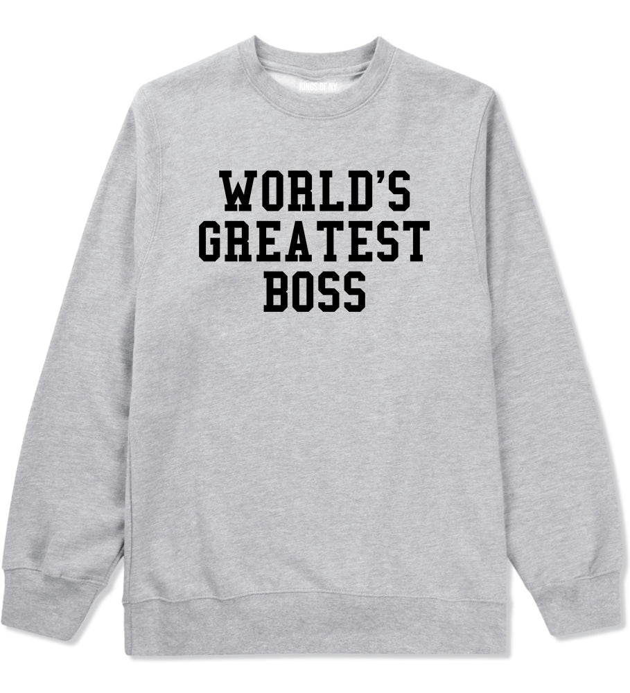Worlds Greatest Boss Funny Christmas Mens Crewneck Sweatshirt Grey