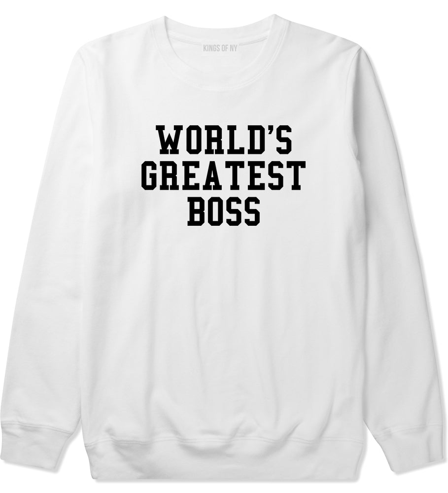 Worlds Greatest Boss Funny Christmas Mens Crewneck Sweatshirt White