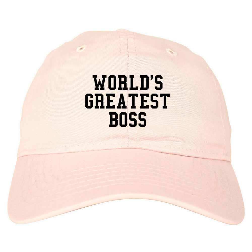 Worlds Greatest Boss Funny Christmas Mens Dad Hat Pink