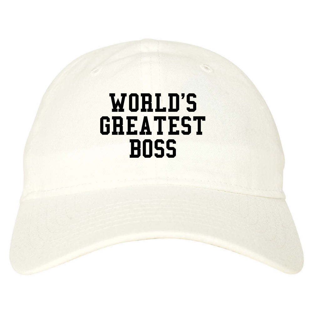 Worlds Greatest Boss Funny Christmas Mens Dad Hat White