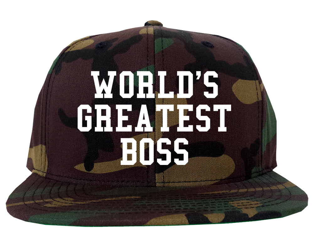 Worlds Greatest Boss Funny Christmas Mens Snapback Hat Army Camo