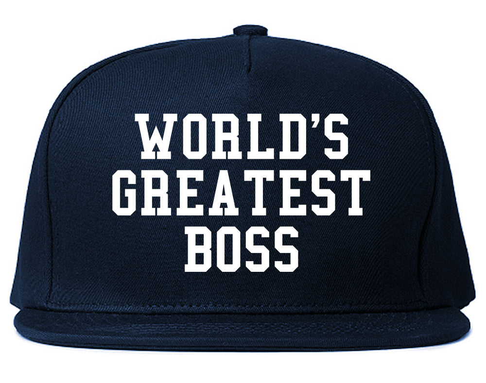 Worlds Greatest Boss Funny Christmas Mens Snapback Hat Navy Blue