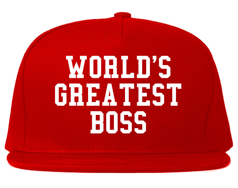Worlds Greatest Boss Funny Christmas Mens Snapback Hat Red