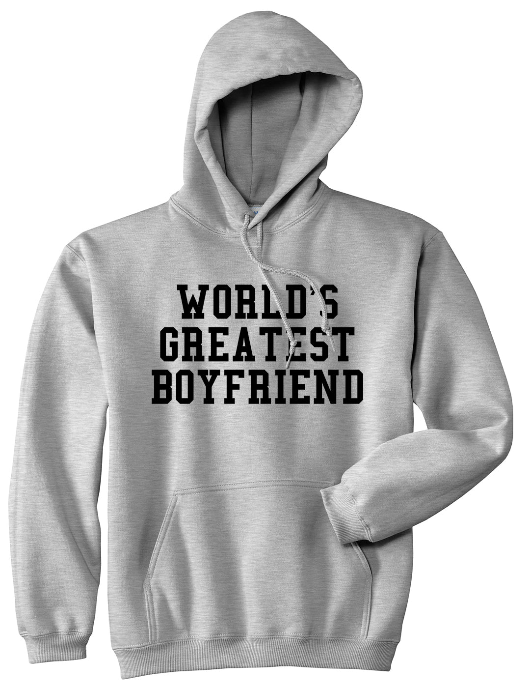 Worlds Greatest Boyfriend Funny Birthday Gift Mens Pullover Hoodie Grey