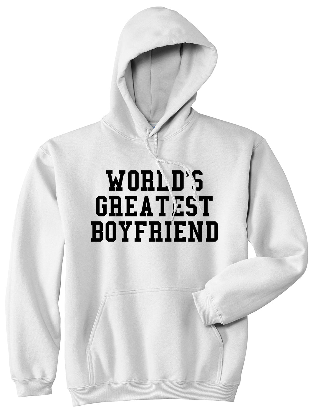 Worlds Greatest Boyfriend Funny Birthday Gift Mens Pullover Hoodie White