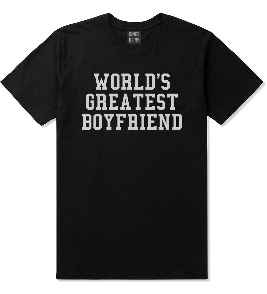 Worlds Greatest Boyfriend Funny Birthday Gift Mens T-Shirt Black