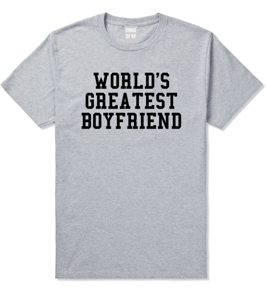 Worlds Greatest Boyfriend Funny Birthday Gift Mens T-Shirt Grey