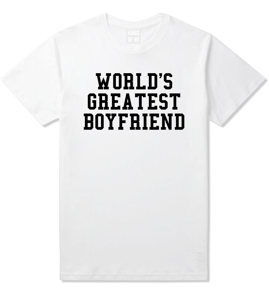 Worlds Greatest Boyfriend Funny Birthday Gift Mens T-Shirt White