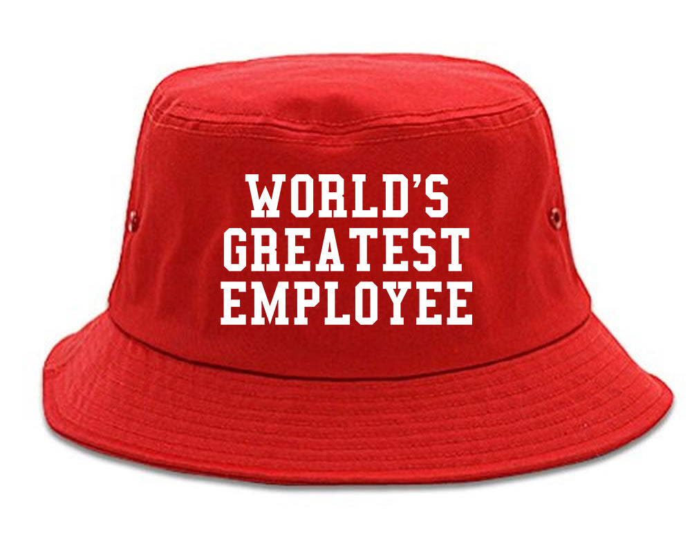 Worlds Greatest Employee Funny Christmas Mens Bucket Hat Red