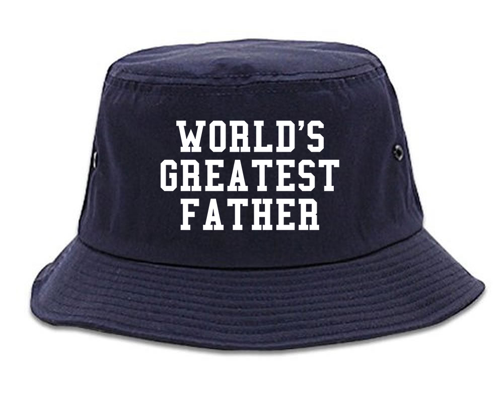 Worlds Greatest Father Dad Birthday Day Mens Bucket Hat Navy Blue