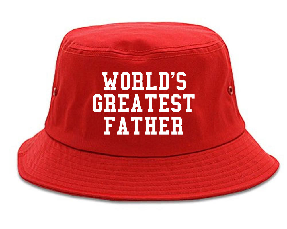 Worlds Greatest Father Dad Birthday Day Mens Bucket Hat Red