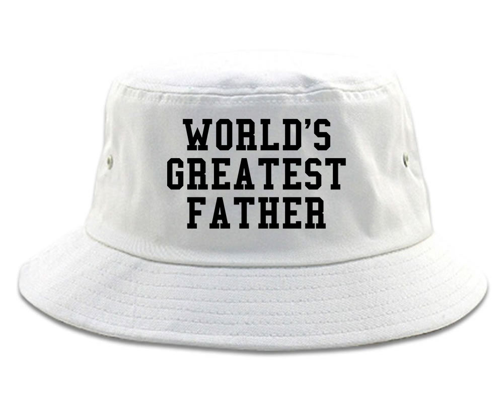 Worlds Greatest Father Dad Birthday Day Mens Bucket Hat White