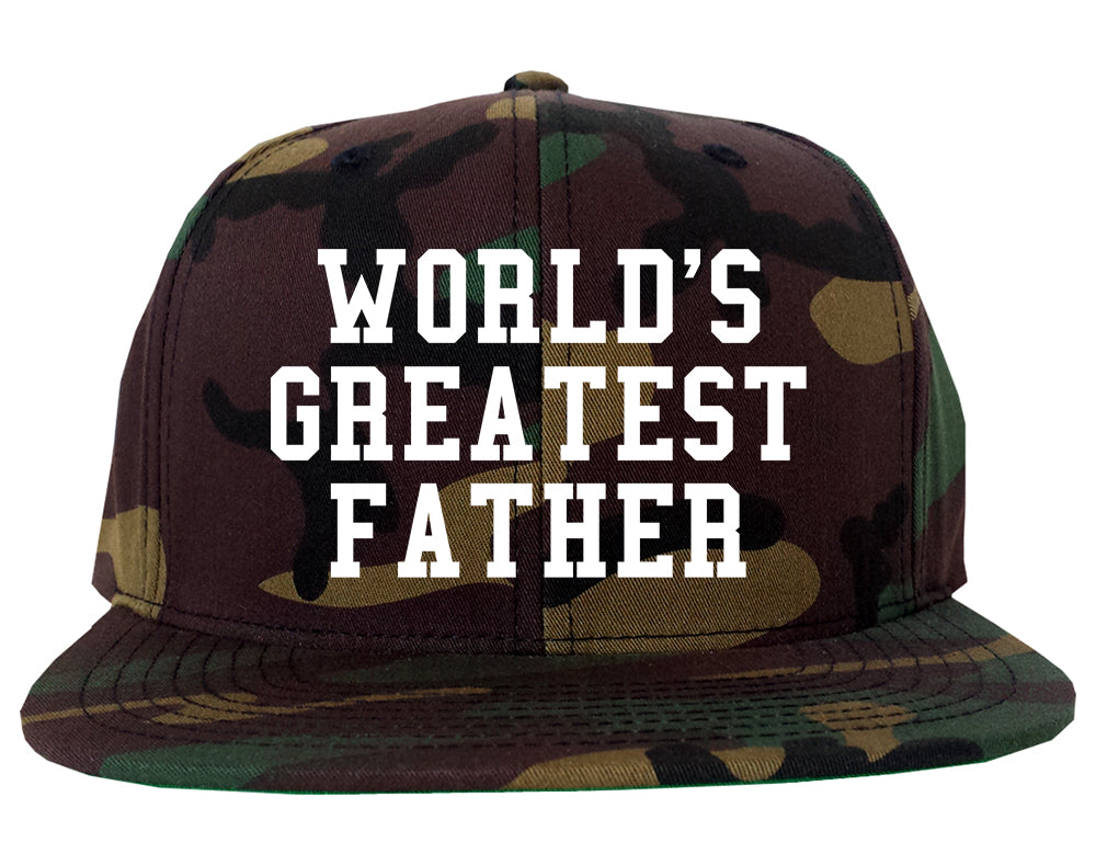 Worlds Greatest Father Dad Birthday Day Mens Snapback Hat Army Camo