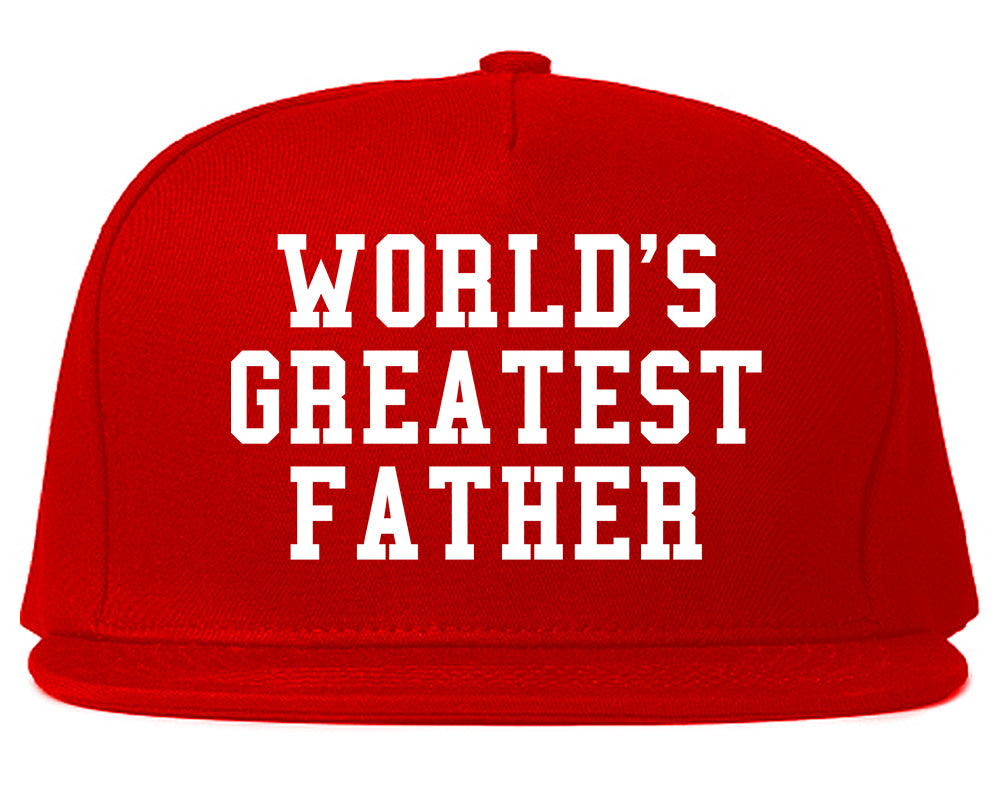 Worlds Greatest Father Dad Birthday Day Mens Snapback Hat Red