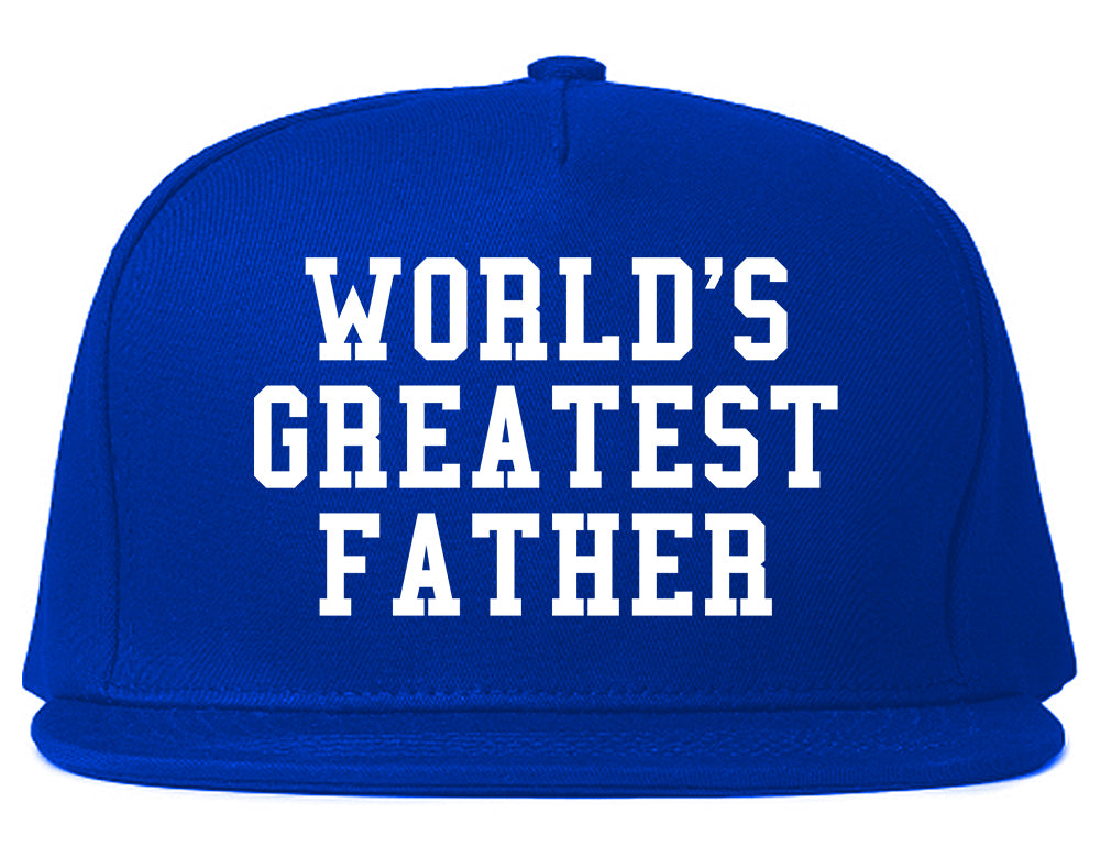Worlds Greatest Father Dad Birthday Day Mens Snapback Hat Royal Blue