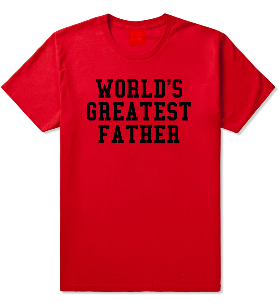 Worlds Greatest Father Dad Birthday Day Mens T-Shirt Red