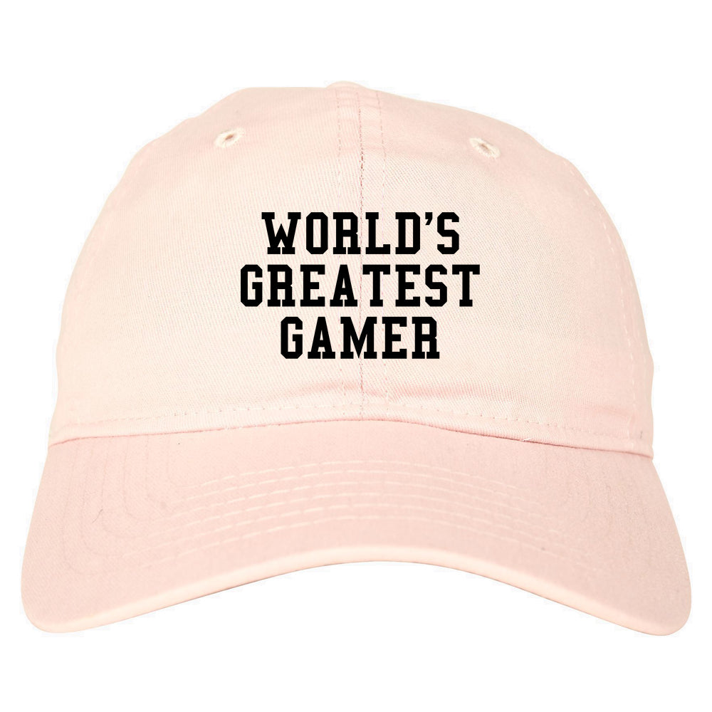 Worlds Greatest Gamer Funny Gaming Mens Dad Hat Pink