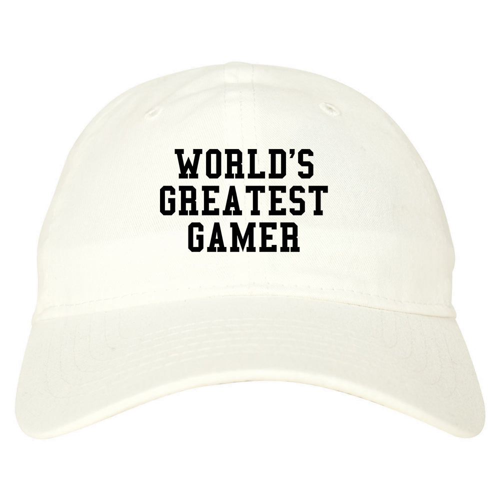 Worlds Greatest Gamer Funny Gaming Mens Dad Hat White