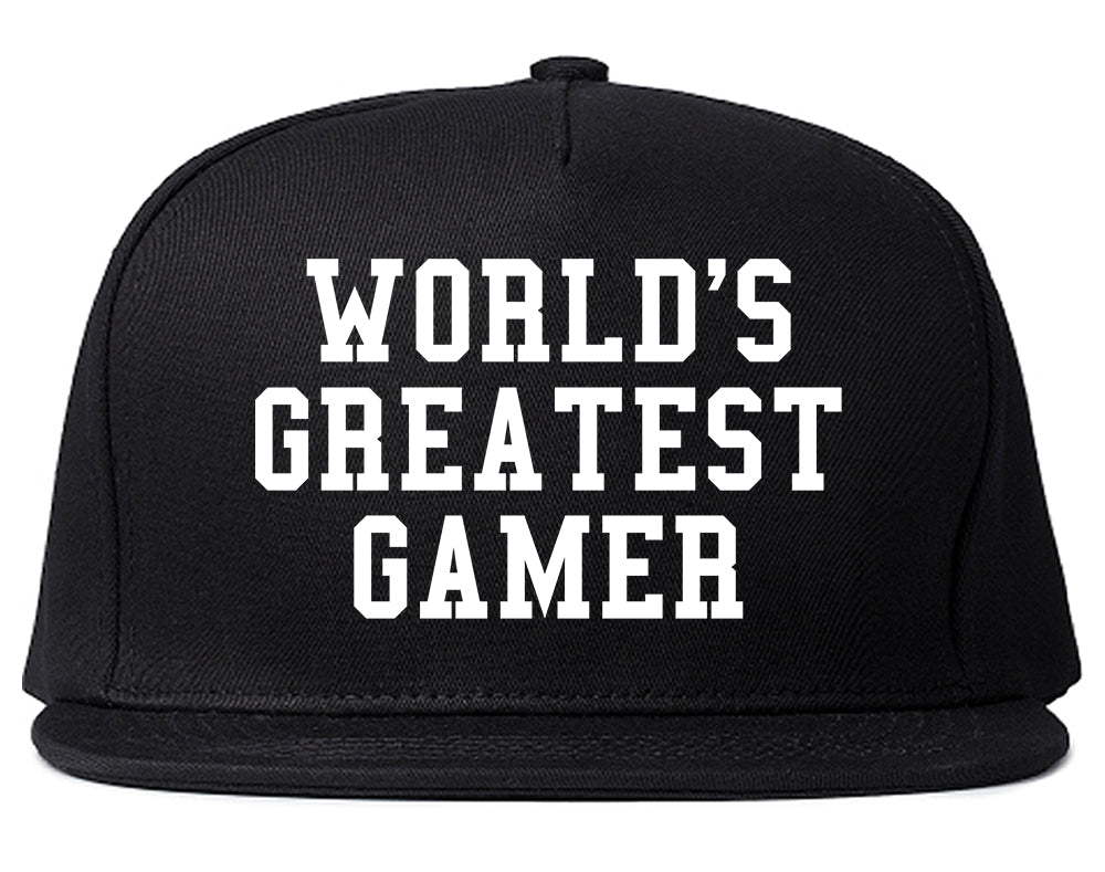 Worlds Greatest Gamer Funny Gaming Mens Snapback Hat Black