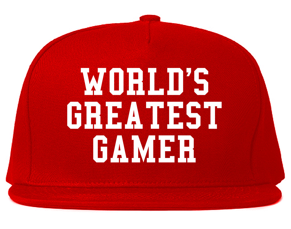 Worlds Greatest Gamer Funny Gaming Mens Snapback Hat Red