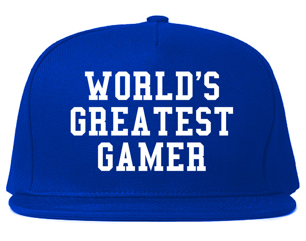 Worlds Greatest Gamer Funny Gaming Mens Snapback Hat Royal Blue