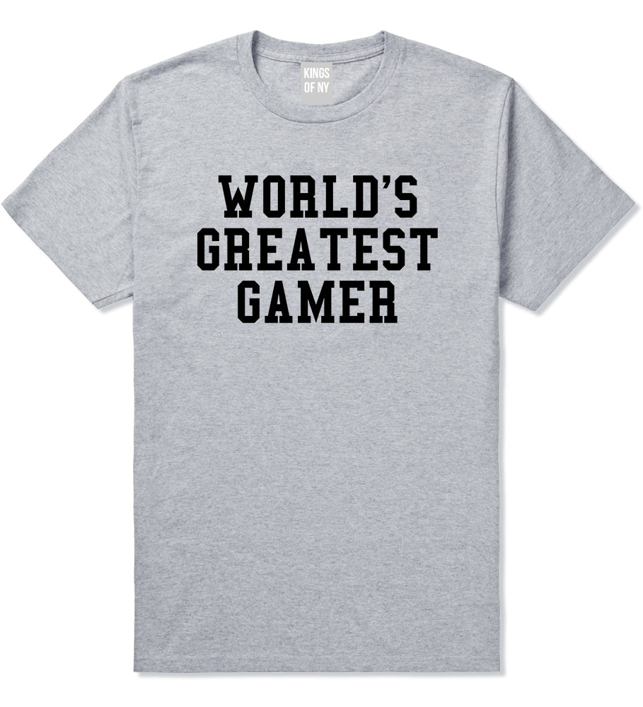 Worlds Greatest Gamer Funny Gaming Mens T-Shirt Grey