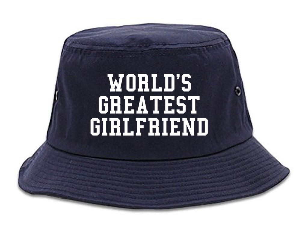Worlds Greatest Girlfriend Funny Birthday Gift Mens Bucket Hat Navy Blue