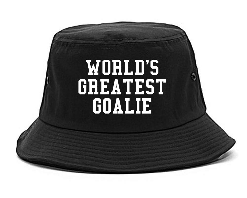 Worlds Greatest Goalie Hockey Mens Bucket Hat Black