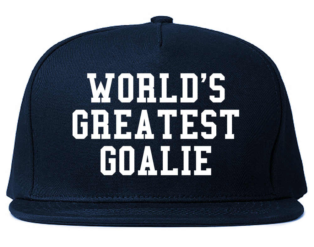 Worlds Greatest Goalie Hockey Mens Snapback Hat Navy Blue