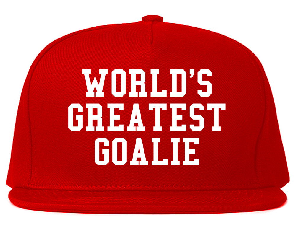 Worlds Greatest Goalie Hockey Mens Snapback Hat Red