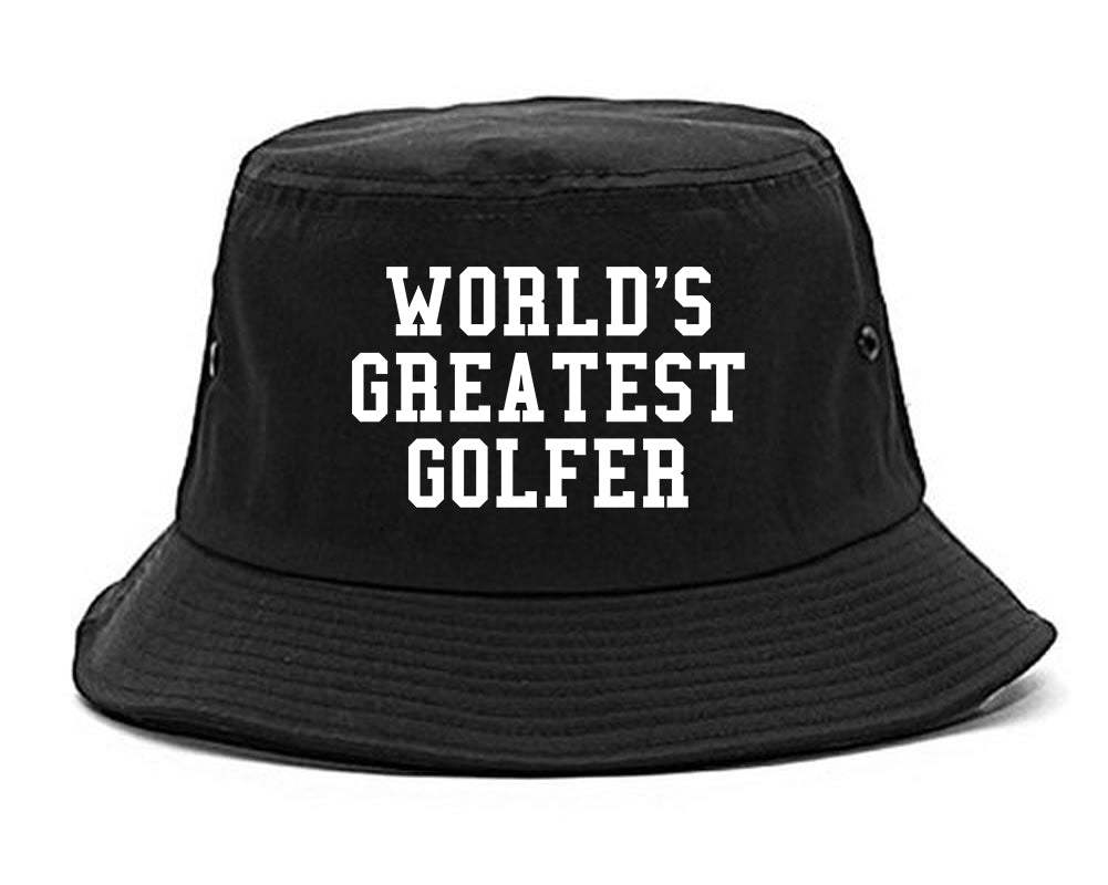 Worlds Greatest Golfer Funny Golf Mens Bucket Hat Black