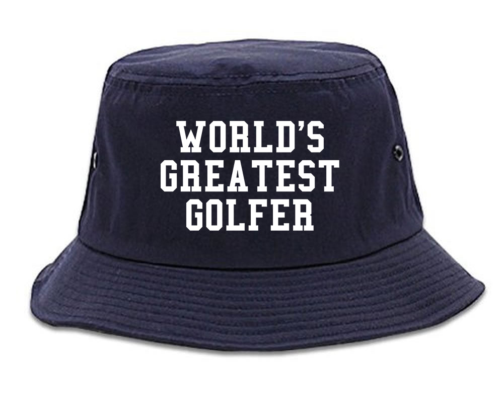 Worlds Greatest Golfer Funny Golf Mens Bucket Hat Navy Blue