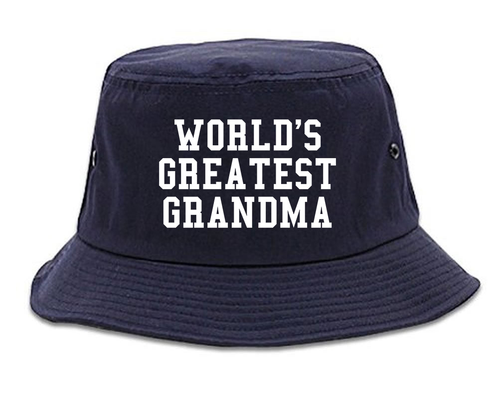 Worlds Greatest Grandma Birthday Gift Mens Bucket Hat Navy Blue