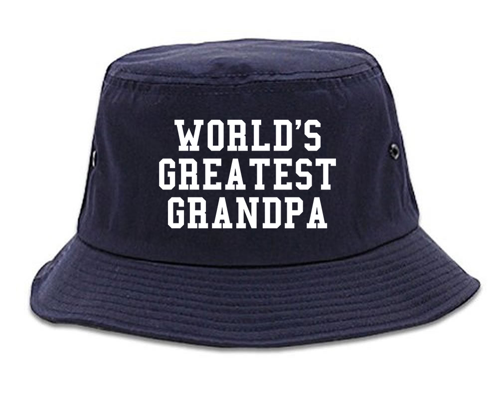 Worlds Greatest Grandpa Fathers Day Mens Bucket Hat Navy Blue