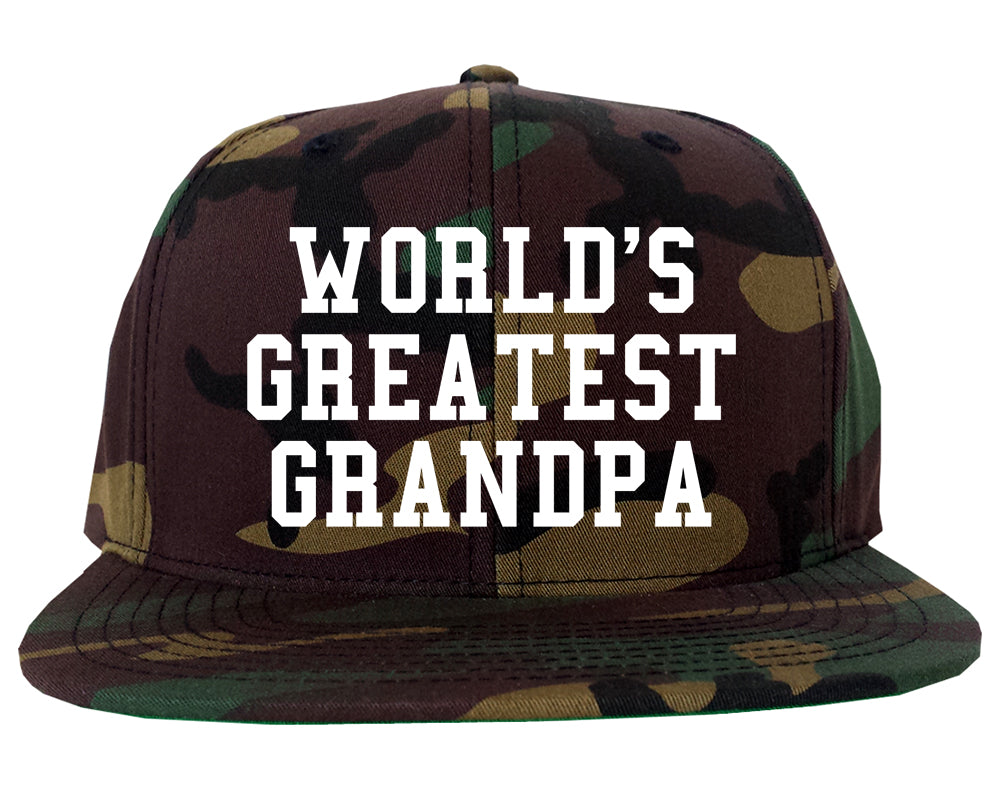 Worlds Greatest Grandpa Fathers Day Mens Snapback Hat Army Camo