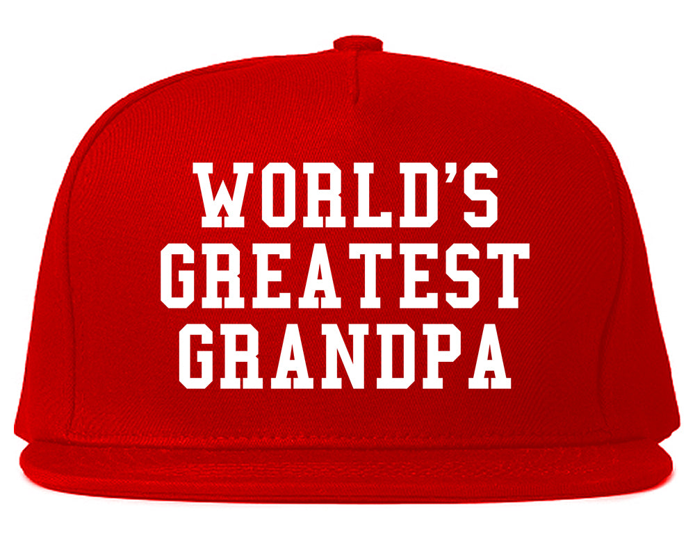 Worlds Greatest Grandpa Fathers Day Mens Snapback Hat Red
