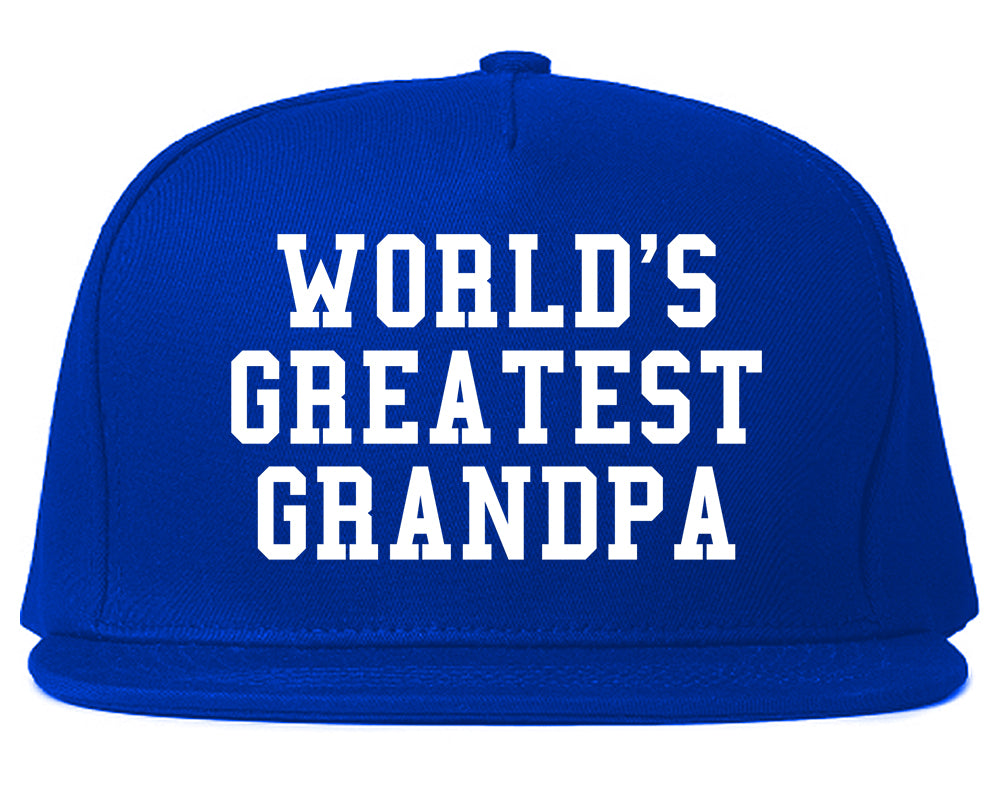 Worlds Greatest Grandpa Fathers Day Mens Snapback Hat Royal Blue