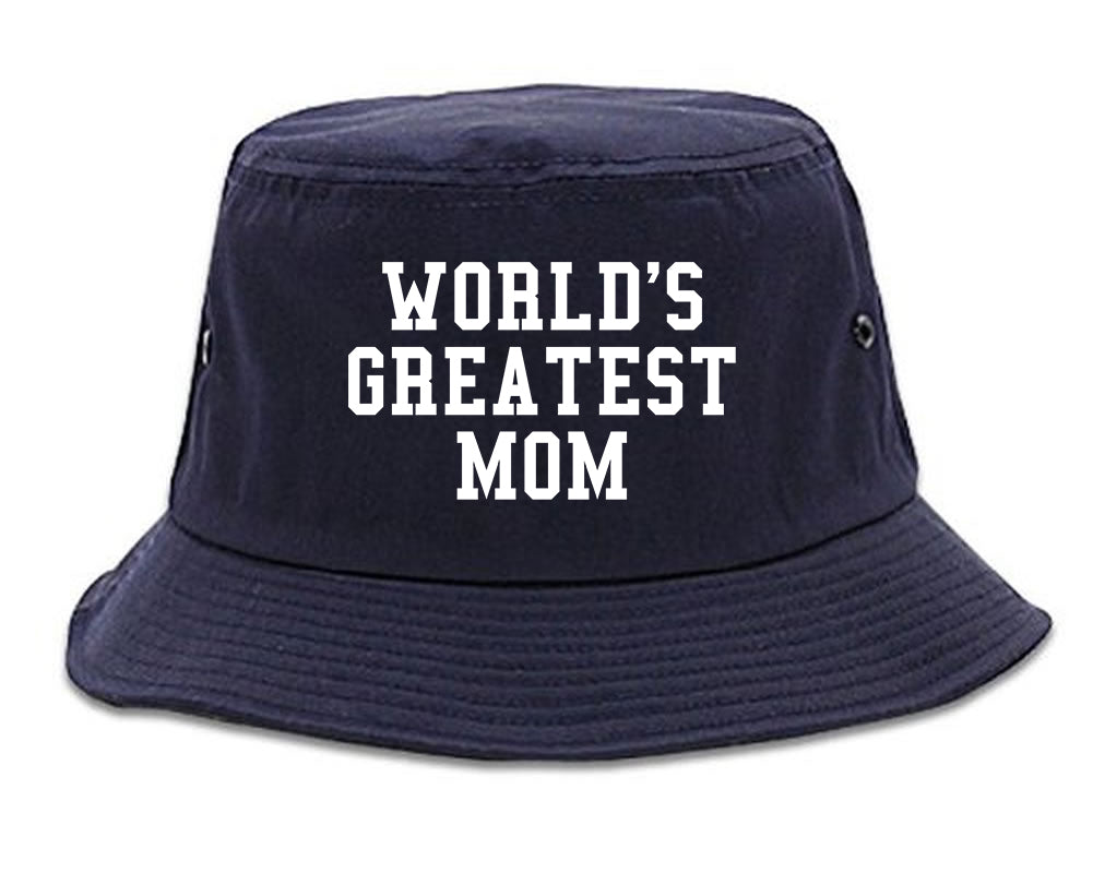 Worlds Greatest Mom Mothers Day Mens Bucket Hat Navy Blue