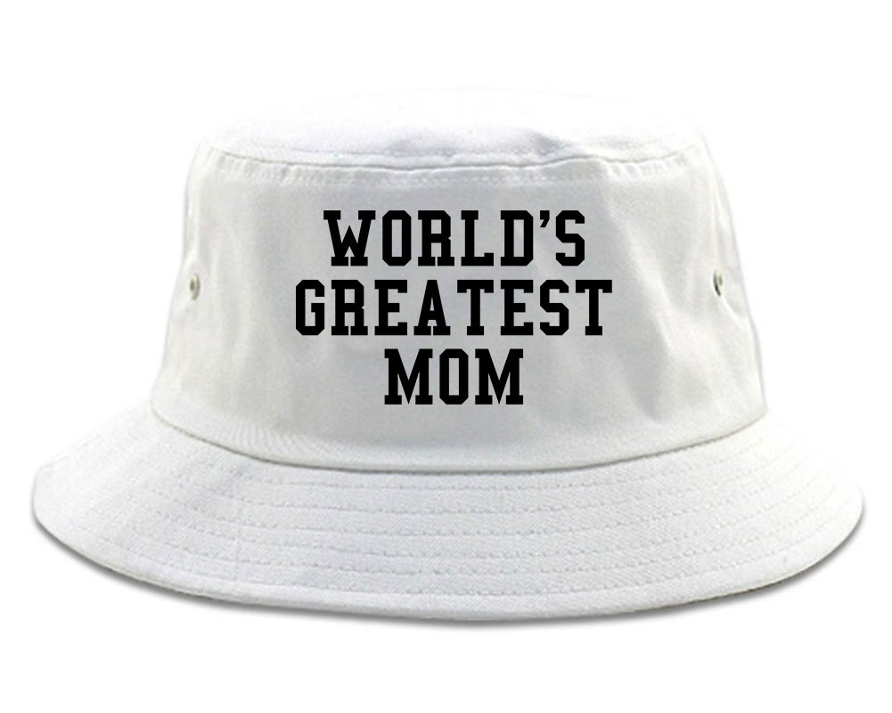 Worlds Greatest Mom Mothers Day Mens Bucket Hat White