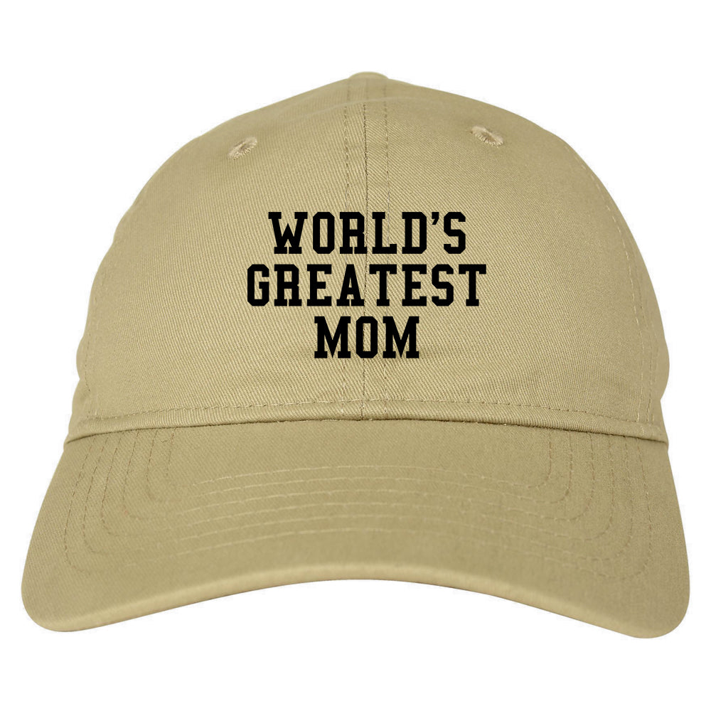 Worlds Greatest Mom Mothers Day Mens Dad Hat Tan