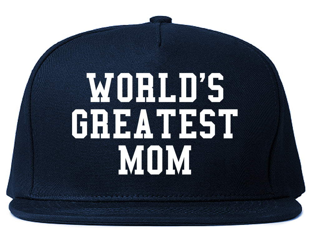 Worlds Greatest Mom Mothers Day Mens Snapback Hat Navy Blue