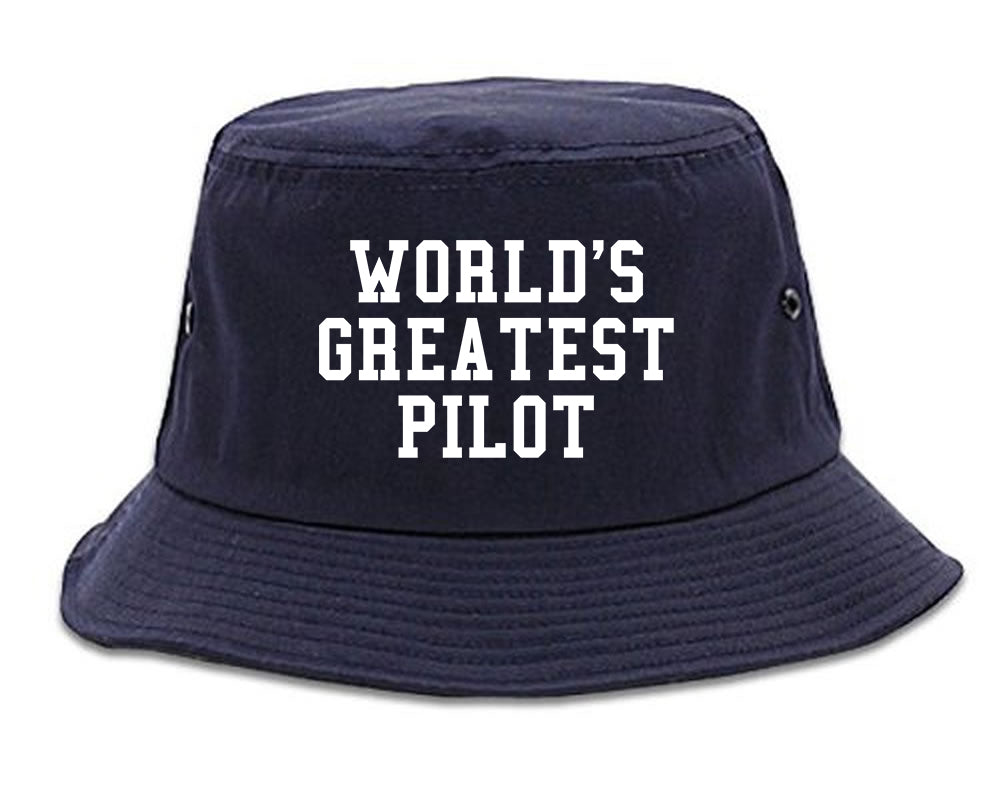Worlds Greatest Pilot Mens Bucket Hat Navy Blue