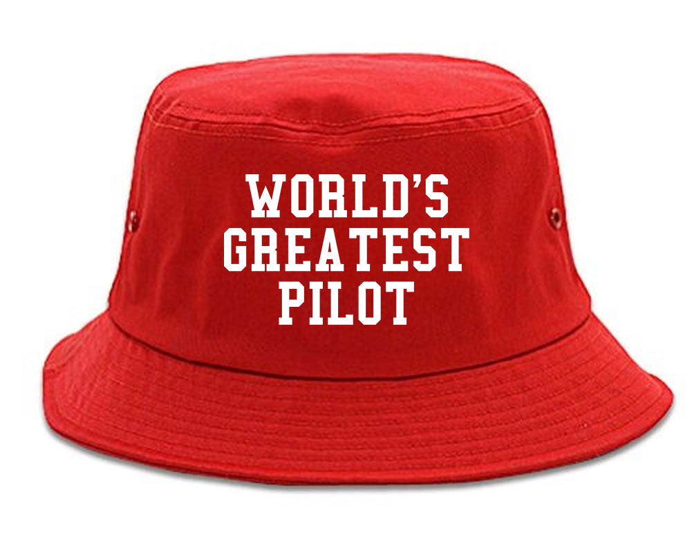 Worlds Greatest Pilot Mens Bucket Hat Red