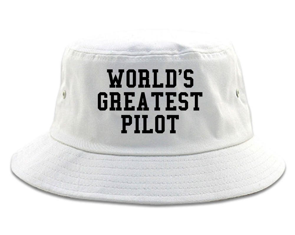 Worlds Greatest Pilot Mens Bucket Hat White