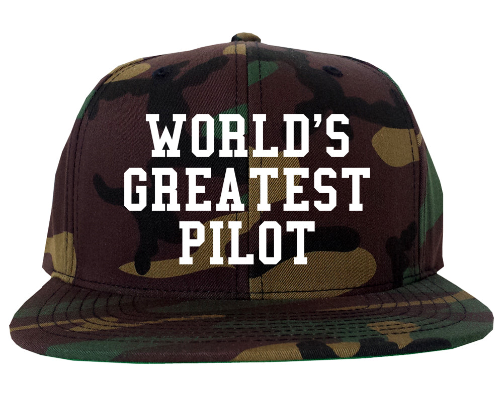 Worlds Greatest Pilot Mens Snapback Hat Army Camo