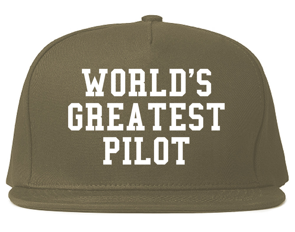 Worlds Greatest Pilot Mens Snapback Hat Grey